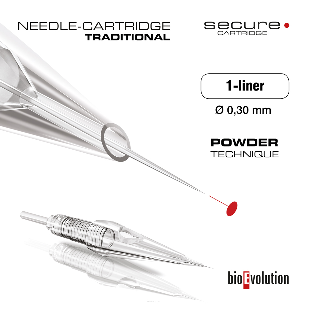 Cartouche - aiguille traditionnelle 1-liner 0.30 TECHNIQUE DE POUDRE SECURE