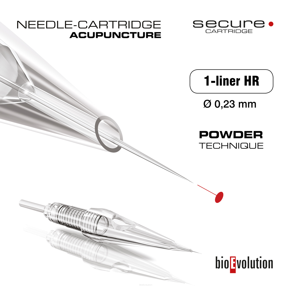 Cartouche - aiguille d'acupuncture 1-liner 0.23 HR TECHNIQUE DE POUDRE SECURE