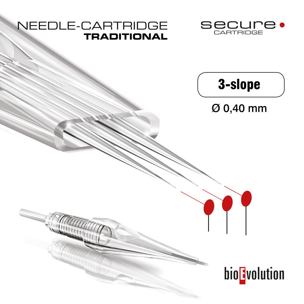 Cartridge - traditional 3-slope 0.40 SECURE needle